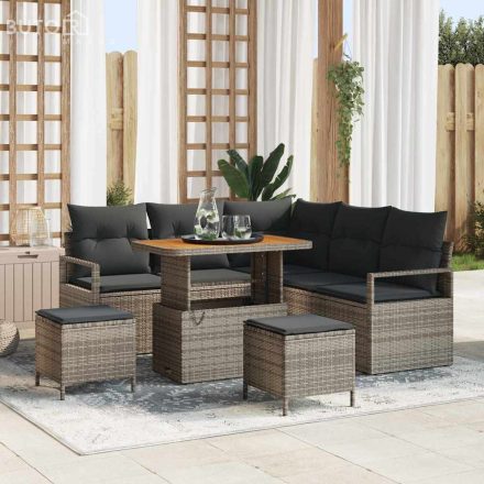 vidaXL Kerti Kanapé Szett párnával 8 pcs Szürke Poli rattan