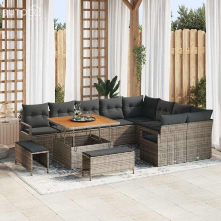 vidaXL Kerti Kanapé Szett párnával 12 pcs Szürke Poli rattan