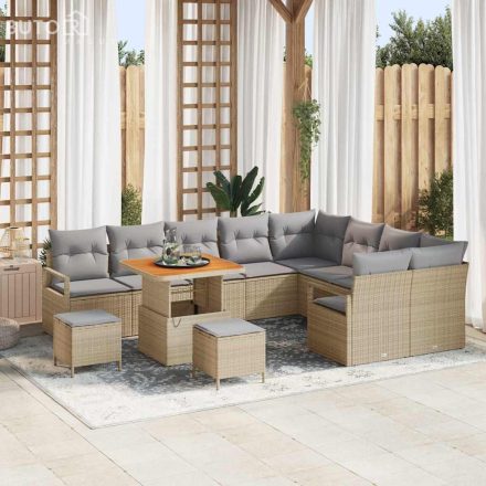 vidaXL Kerti Kanapé Szett párnával 12 pcs Bézs Poli rattan