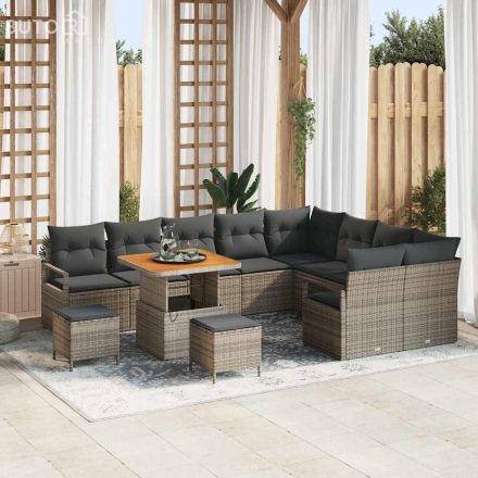 vidaXL Kerti Kanapé Szett párnával 12 pcs Szürke Poli rattan