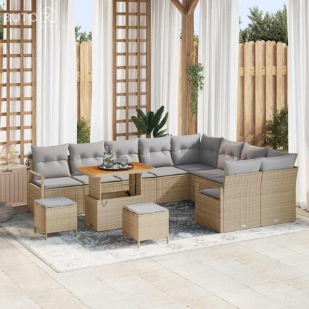 vidaXL Kerti Kanapé Szett párnával 12 pcs Bézs Poli rattan