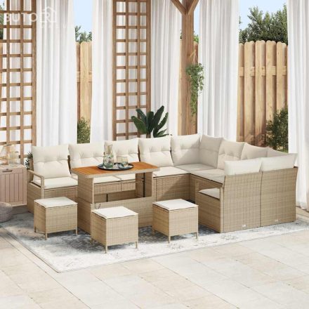 vidaXL Kerti Kanapé Szett párnával 13 pcs Bézs Poli rattan