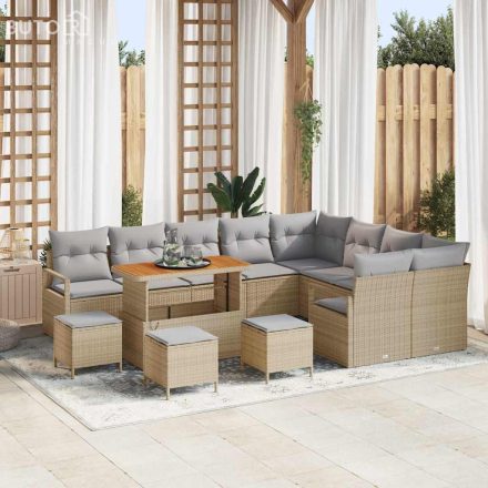 vidaXL Kerti Kanapé Szett párnával 13 pcs Bézs Poli rattan