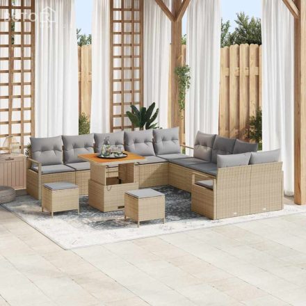 vidaXL Kerti Kanapé Szett párnával 13 pcs Bézs Poli rattan