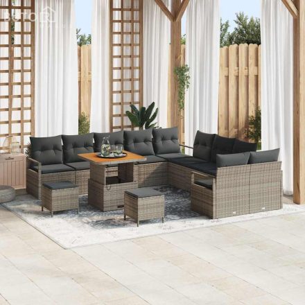 vidaXL Kerti Kanapé Szett párnával 13 pcs Szürke Poli rattan