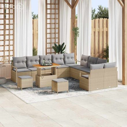 vidaXL Kerti Kanapé Szett párnával 13 pcs Bézs Poli rattan