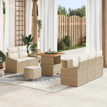 vidaXL Kerti Kanapé Szett párnával 8 pcs Bézs Poli rattan