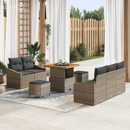 vidaXL Kerti Kanapé Szett párnával 8 pcs Szürke Poli rattan