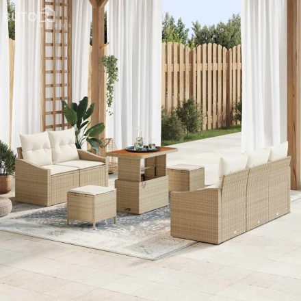 vidaXL Kerti Kanapé Szett párnával 8 pcs Bézs Poli rattan