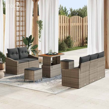 vidaXL Kerti Kanapé Szett párnával 8 pcs Szürke Poli rattan