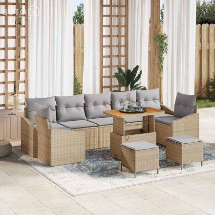 vidaXL Kerti Kanapé Szett párnával 10 pcs Bézs Poli rattan