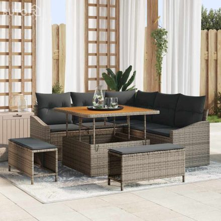 vidaXL Kerti Kanapé Szett párnával 8 pcs Szürke Poli rattan