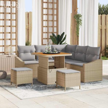 vidaXL Kerti Kanapé Szett párnával 8 pcs Bézs Poli rattan
