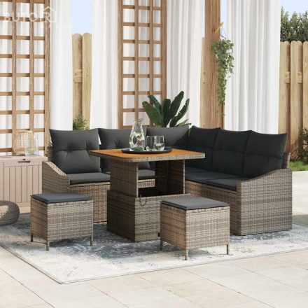 vidaXL Kerti Kanapé Szett párnával 8 pcs Szürke Poli rattan