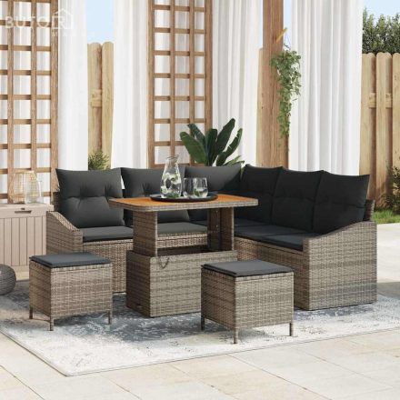 vidaXL Kerti Kanapé Szett párnával 8 pcs Szürke Poli rattan