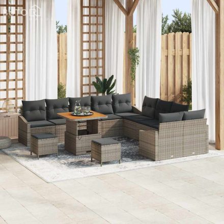 vidaXL Kerti Kanapé Szett párnával 13 pcs Szürke Poli rattan