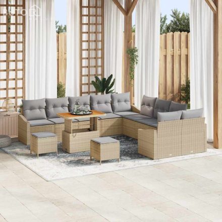 vidaXL Kerti Kanapé Szett párnával 13 pcs Bézs Poli rattan