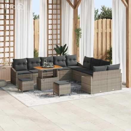 vidaXL Kerti Kanapé Szett párnával 13 pcs Szürke Poli rattan