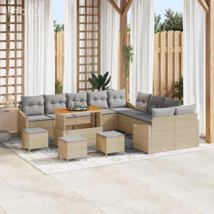 vidaXL Kerti Kanapé Szett párnával 14 pcs Bézs Poli rattan