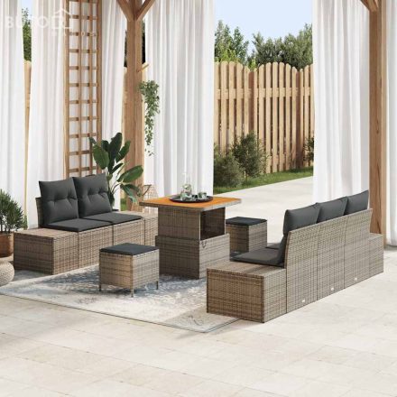 vidaXL Kerti Kanapé Szett párnával 8 pcs Szürke Poli rattan