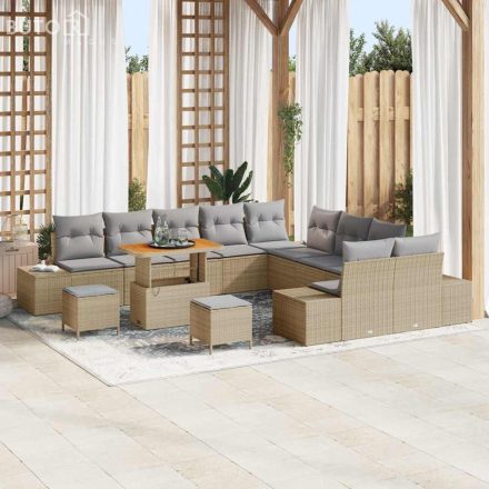 vidaXL Kerti Kanapé Szett párnával 13 pcs Bézs Poli rattan