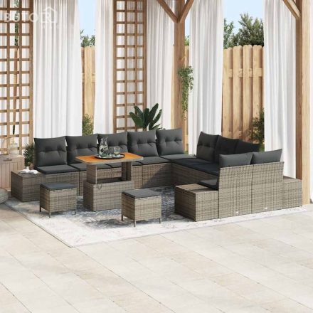 vidaXL Kerti Kanapé Szett párnával 13 pcs Szürke Poli rattan
