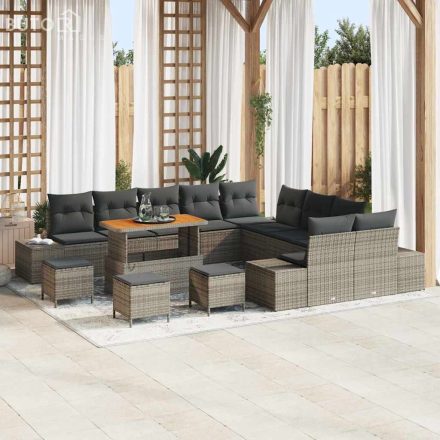 vidaXL Kerti Kanapé Szett párnával 14 pcs Szürke Poli rattan