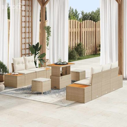 vidaXL Kerti Kanapé Szett párnával 8 pcs Bézs Poli rattan