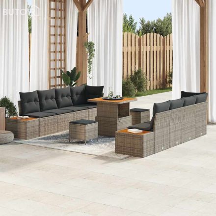 vidaXL Kerti Kanapé Szett párnával 11 pcs Szürke Poli rattan