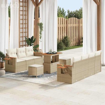 vidaXL Kerti Kanapé Szett 10 pcs bézs és krémszínű 90 x 55 x 71 cm