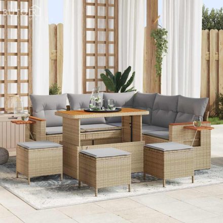 vidaXL Kerti Kanapé Szett 9 pcs bézs és világosszürke 110 x 55 x 71 cm