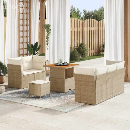 vidaXL Kerti Kanapé Szett 8 pcs bézs és krémszínű 80 x 80 x 71 cm