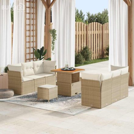 vidaXL Kerti Kanapé Szett Kézi 9 pcs bézs és krémszínű 80 x 80 x 71 cm