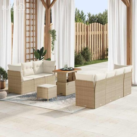 vidaXL Kerti Kanapé Szett 10 pcs bézs és krémszínű 90 x 55 x 71 cm