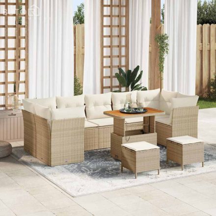 vidaXL Kerti Kanapé Szett 10 pcs bézs és krémszínű 90 x 55 x 71 cm