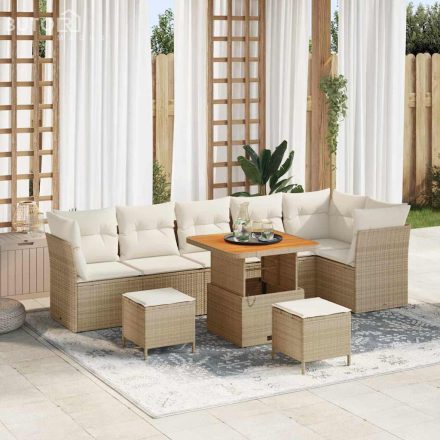 vidaXL Kerti Kanapé Szett 9 pcs bézs és krémszínű 80 x 80 x 71 cm
