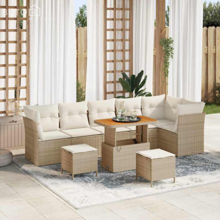 vidaXL Kerti Kanapé Szett 9 pcs bézs és krémszínű 90 x 55 x 71 cm