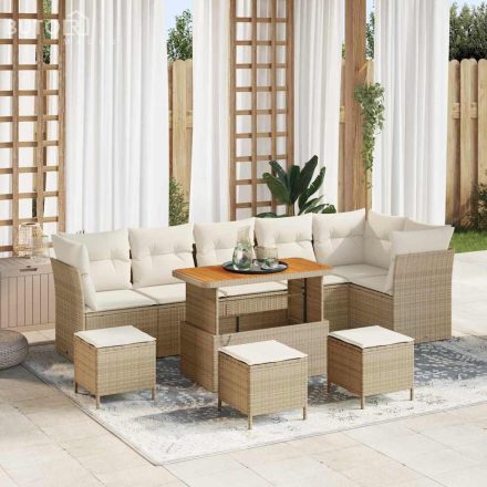 vidaXL Kerti Kanapé Szett 10 pcs bézs és krémszínű 110 x 55 x 71 cm