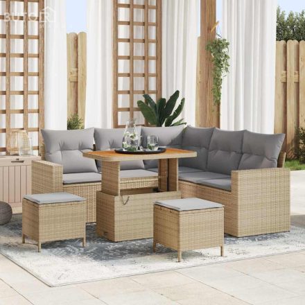 vidaXL Kerti Kanapé Szett 8 pcs bézs és világosszürke 90 x 55 x 71 cm