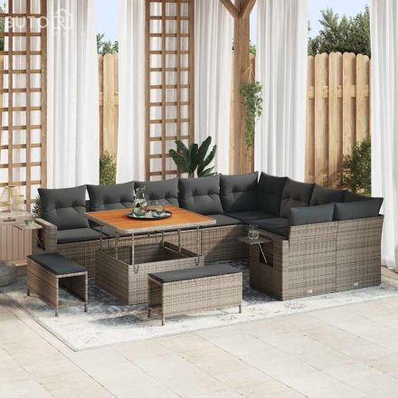 vidaXL Kerti Kanapé Szett párnával 12 pcs Szürke 100 x 100 x 71 cm