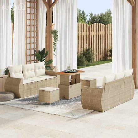 vidaXL Kerti Kanapé Szett Kézi 9 pcs bézs és krémszínű 90 x 55 x 71 cm