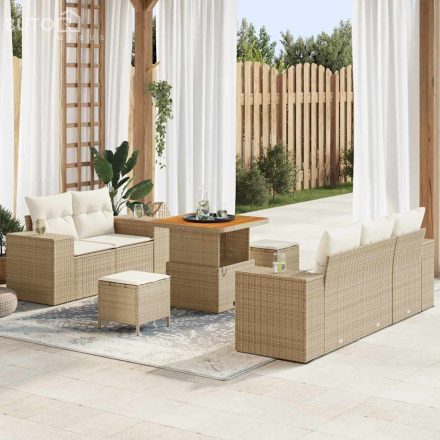vidaXL Kerti Kanapé Szett Kézi 8 pcs bézs és krémszínű 80 x 80 x 71 cm