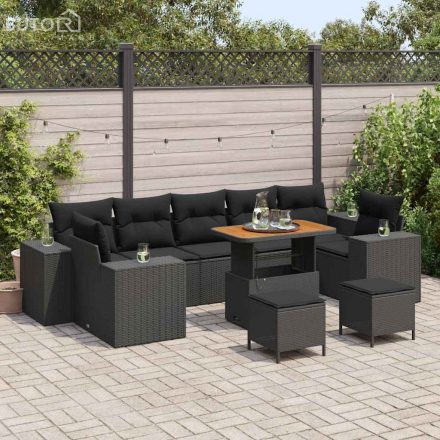 vidaXL Kerti Kanapé Szett párnával 10 pcs Fekete 90 x 55 x 71 cm
