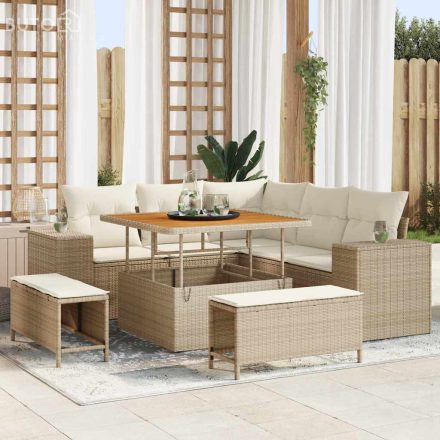 vidaXL Kerti Kanapé Szett párnával 8 pcs Beige, Krém 100 x 100 x 71 cm