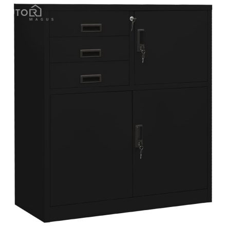 vidaXL fekete acél irodai szekrény 90 x 40 x 102 cm