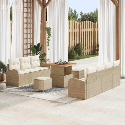 vidaXL Kerti Kanapé Szett párnával 10 pcs Beige, Krém 80 x 80 x 71 cm