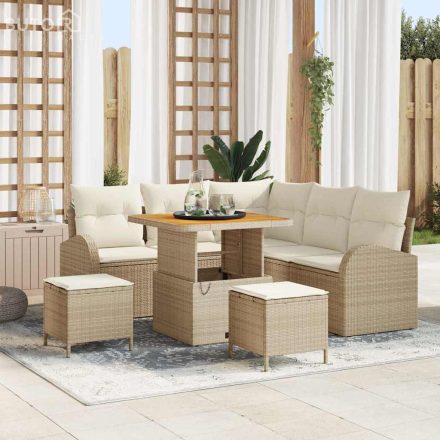 vidaXL Kerti Kanapé Szett párnával 8 pcs Beige, Krém 100 x 100 x 71 cm