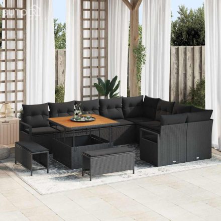 vidaXL Kerti Kanapé Szett párnával 12 pcs Fekete 100 x 100 x 71 cm
