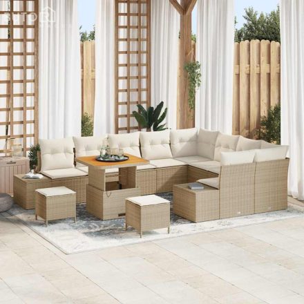 vidaXL Kerti Kanapé Szett párnával 12 pcs Beige, Krém 80 x 80 x 71 cm
