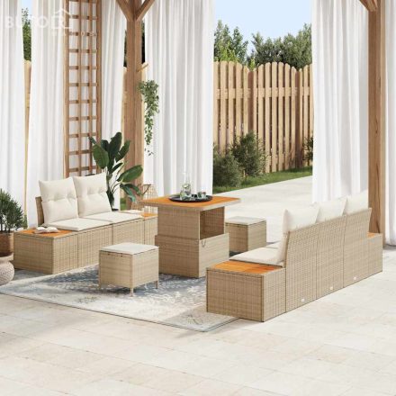 vidaXL Kerti Kanapé Szett párnával 8 pcs Beige, Krém 80 x 80 x 71 cm